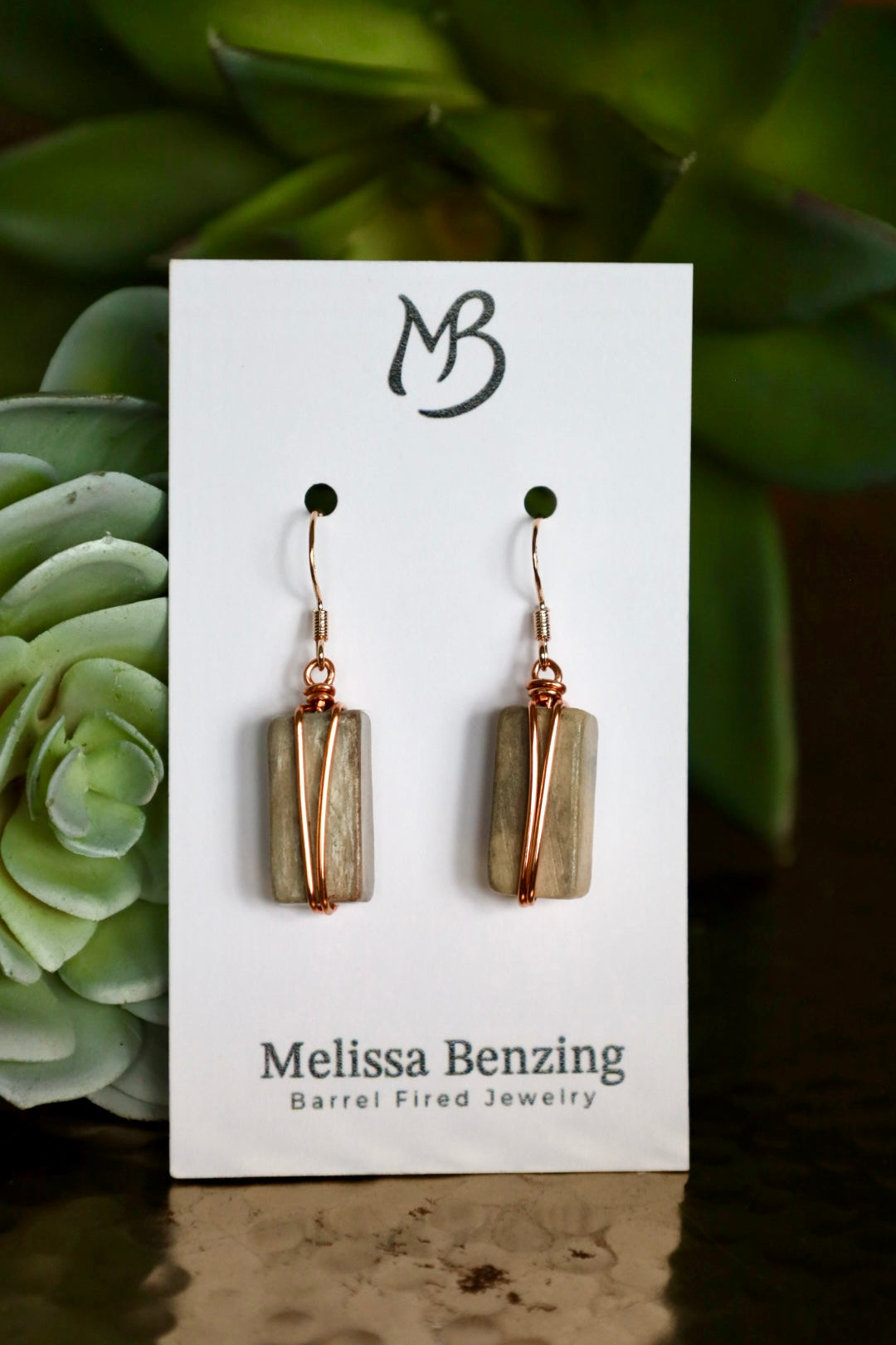 Wire Wrapped Elongated Earrings