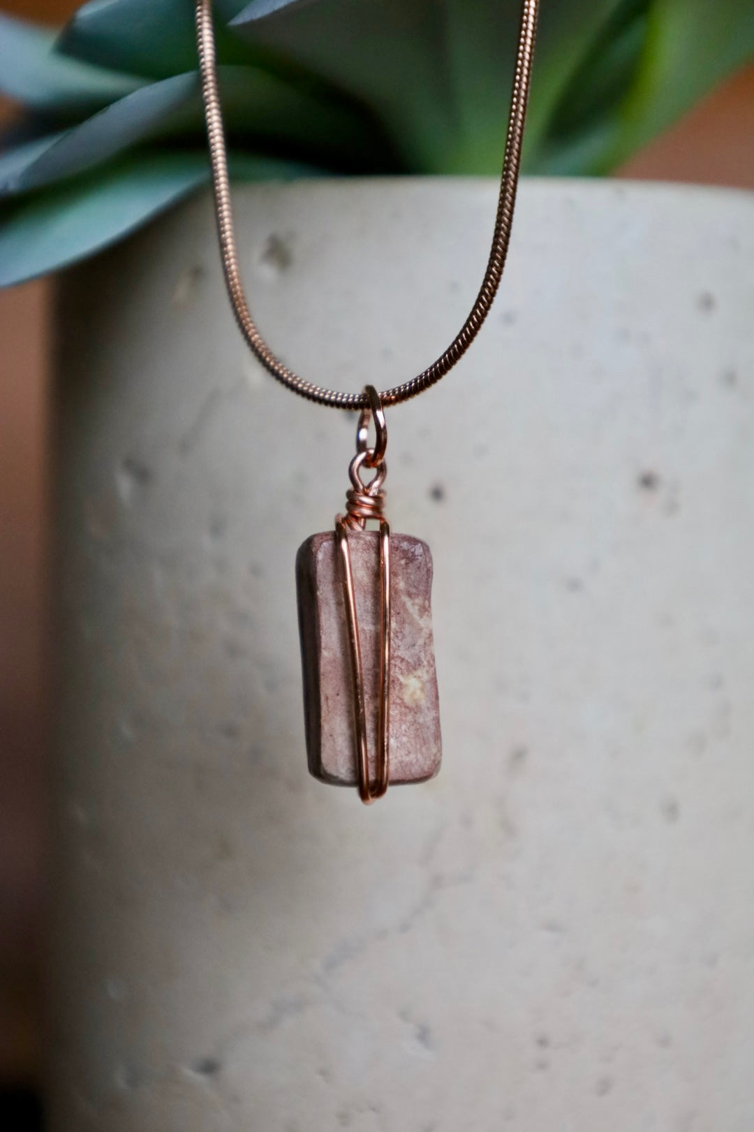 Wire Wrapped Elongated Necklace