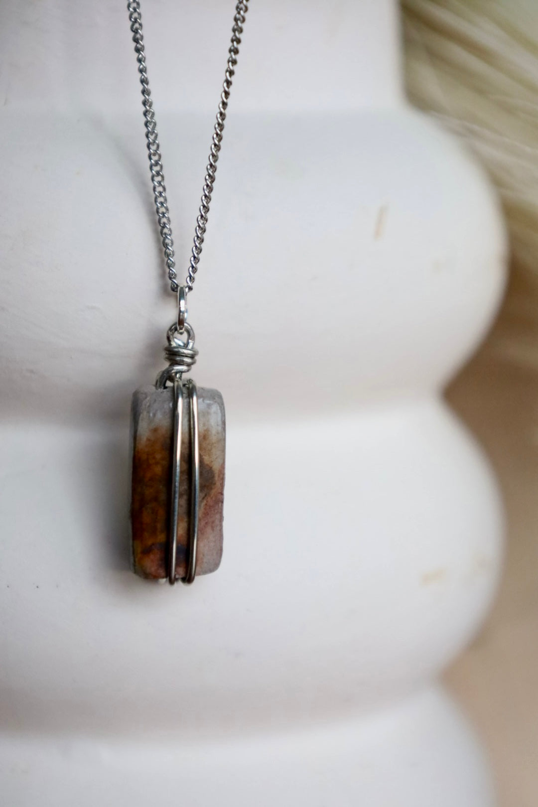 Wire Wrapped Elongated Necklace