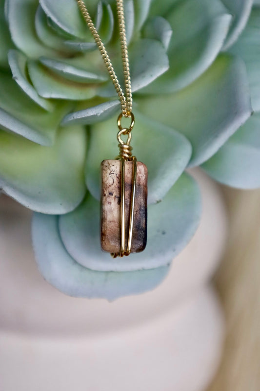 Wire Wrapped Elongated Necklace