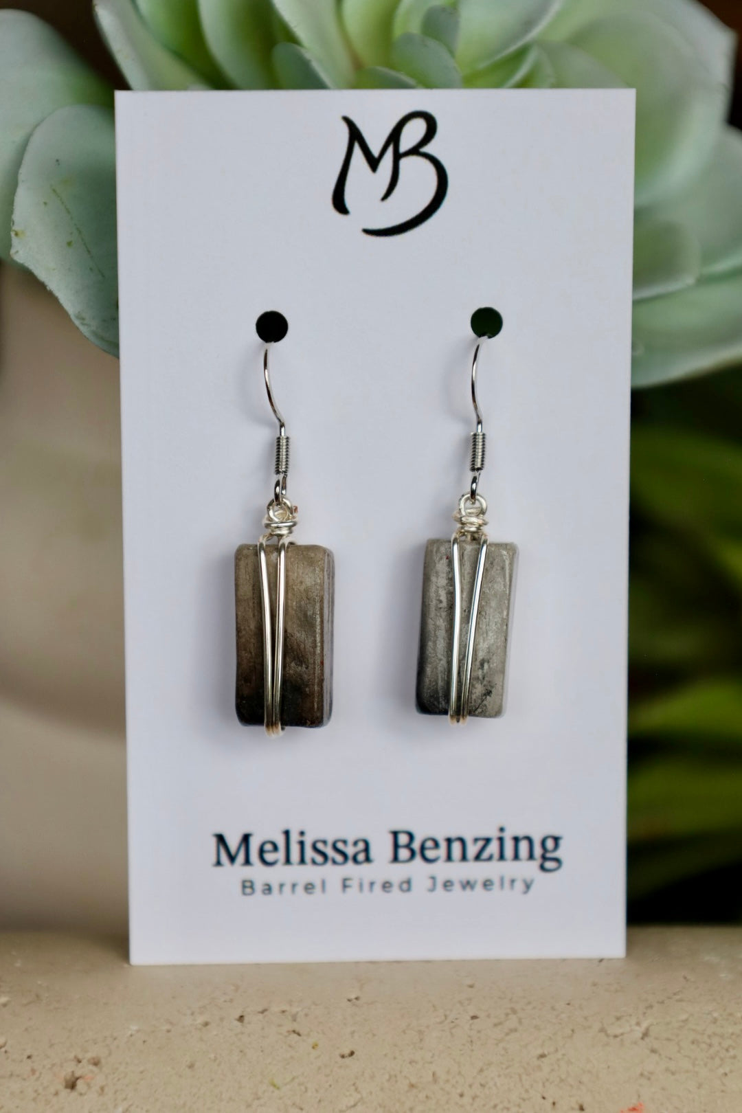 Wire Wrapped Elongated Earrings